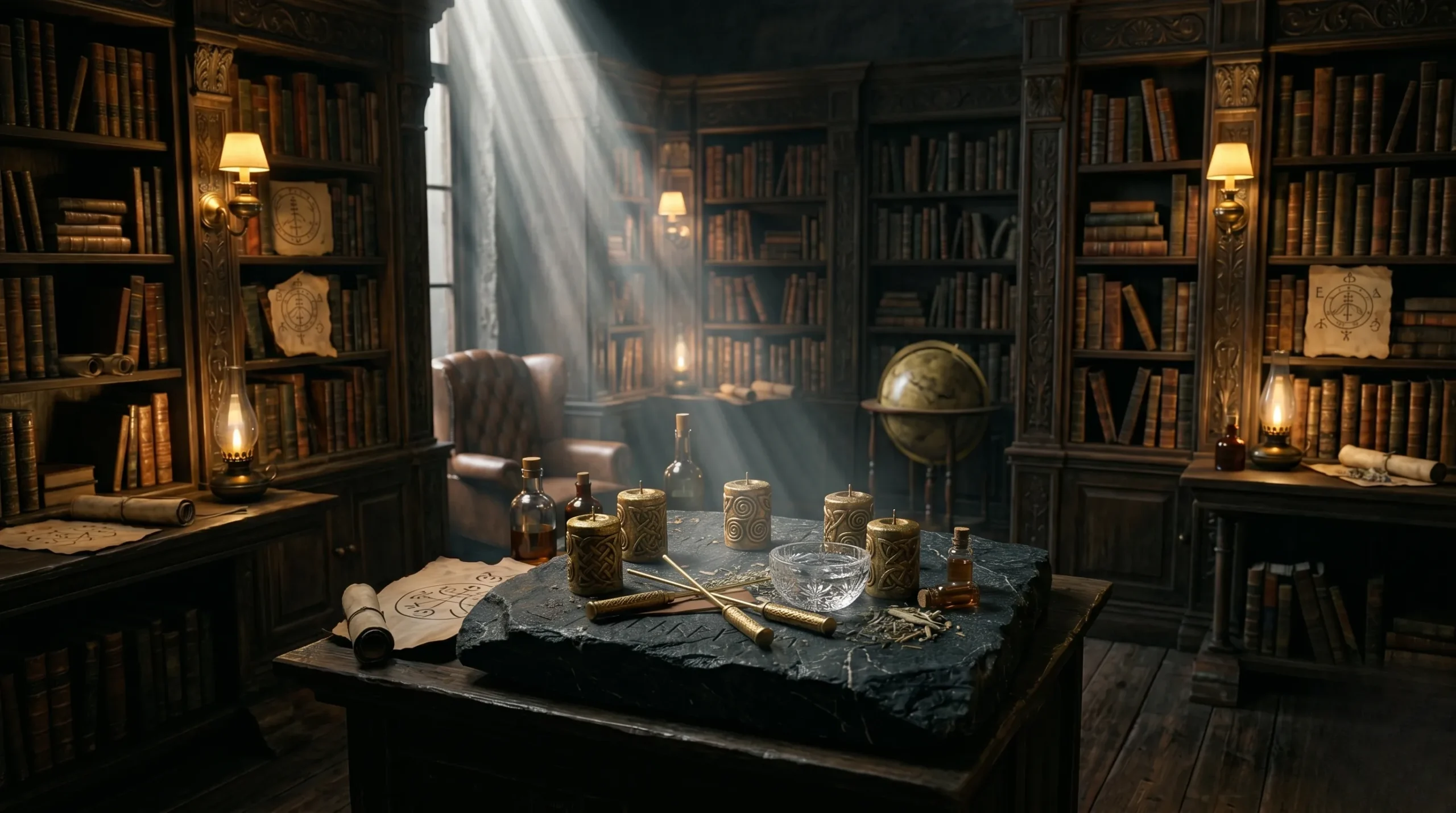 Bibliothèque ancienne luxueuse symbolisant l'attirance pour l'intellect. Sapiosexuel