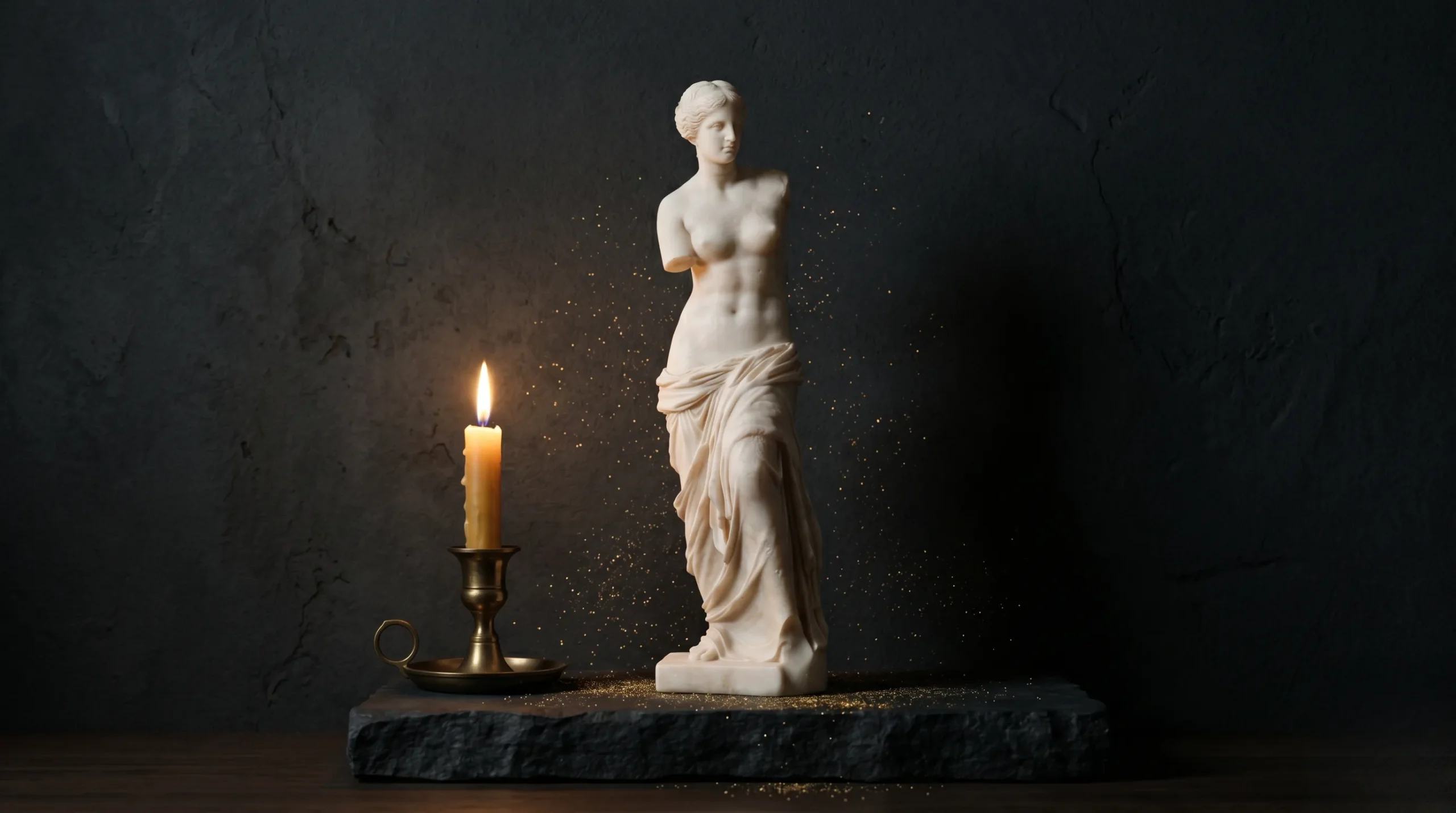 Statue en albâtre et éclairage à la bougie symbolisant l'équilibre spirituel. 06h06 signification