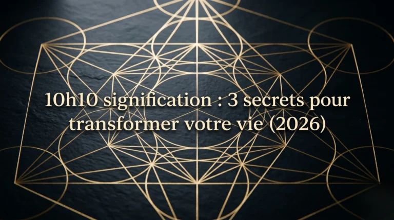Géométrie sacrée dorée sur ardoise sombre représentant la puissance spirituelle.