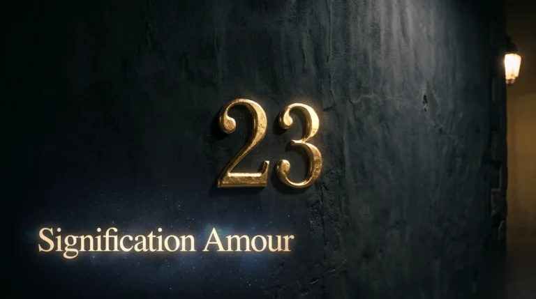 Le chiffre 23 gravé en or pour un article sur les secrets de couple et la numérologie.