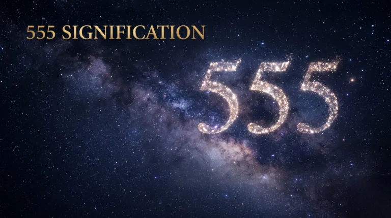 Chiffre 555 en poussière d'étoiles pour illustrer la transformation spirituelle.