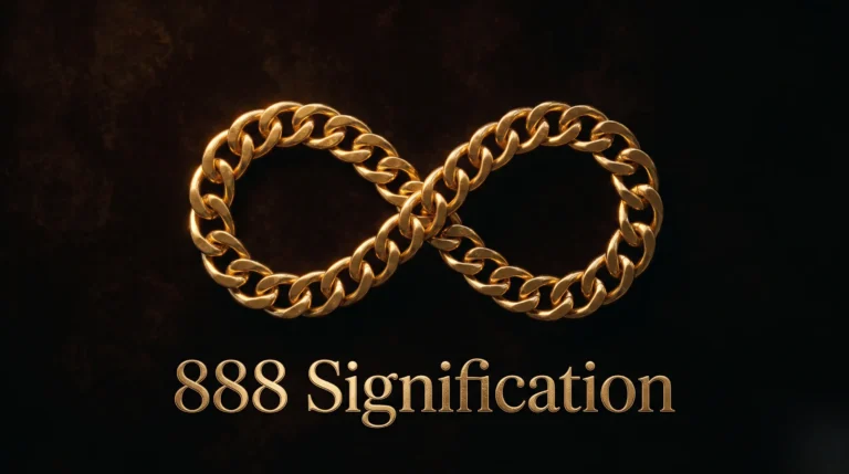 Symbole de l'infini en chaînes d'or illustrant l'abondance du 888.