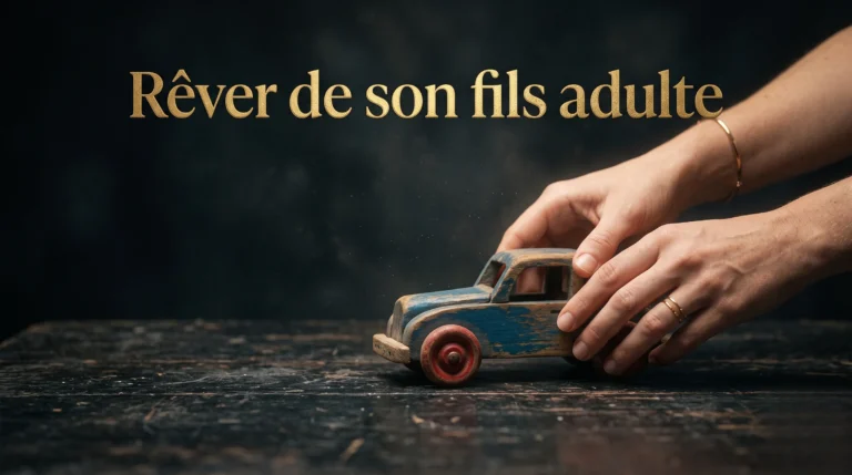 Jouet d'enfant posé avec soin, illustrant la symbolique du fils adulte dans le rêve.