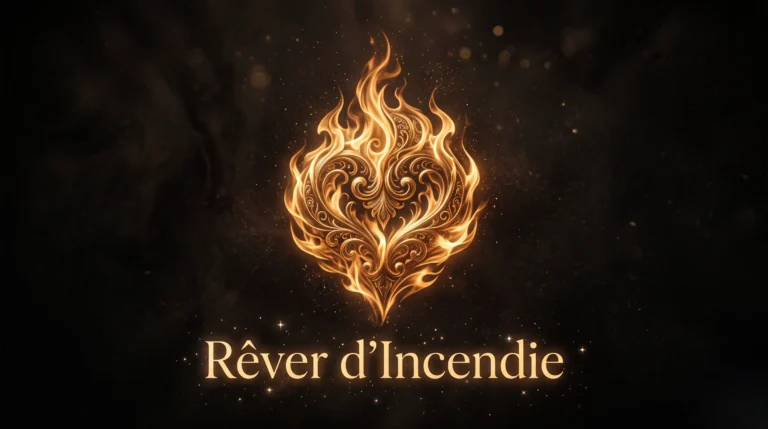 Flammes stylisées sur fond sombre pour illustrer l'interprétation des rêves liés au feu.